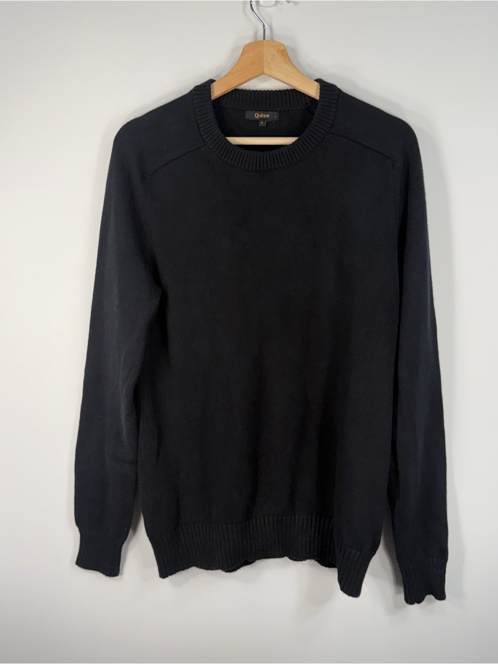 Quince Men's 100% Organic Cotton Crewneck Sweater Black Large